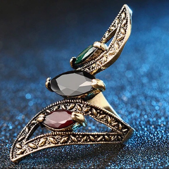 Vintage Antique Gold Multi Colored Ring - Picture 3 of 6